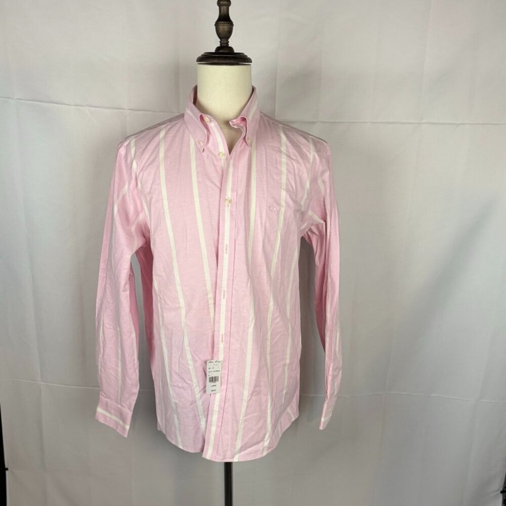 Brooks Brothers Pink and White Striped Casual Button Down Shirt
